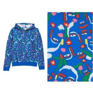 Nordstrom By Cristina Martinez Kids Pullover Franch Terry Hoodie blue L